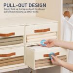 U-HOOME Closet Organizers and Storage,4pcs Fabric Foldable Clothes Organizers Bins for Closet,Stackable Storage Shelf Drawers for Cupboard Wardrobe Bedroom,Living Room,Under Bed (Beige) - Image 3