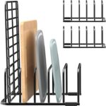 Fikoksol Cutting Board Organizer, [2-Pack] Cutting Board Holder Rack Baking Cookie Pan Sheets Cooling Small Racks Storage Stand for Kitchen Cabinet Countertop Bakeware Organizer 7.08 x 5.51 x 3.15 in