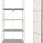Sulfar 5-Tier Foldable Metal Storage Shelf with Caster Wheels | Heavy-Duty Kitchen & Home Organizer Rack – White (1pc)