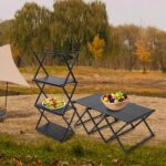Crystalberry 2 in 1 Folding Shelf Storage Rack, 3-Tier Heavy Duty Foldable Metal Rack Storage Shelving Unit, Aluminum Alloy Organizer Shelves with Carry Bag for Kitchen Camping Picnic - Image 6
