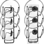 Angju 2 Pack Pot Lid Organizer Rack, 6 Tier Pot Lids Holder for Cabinet Door/Wall Mount, Reusable Pot Lid Rack Holder for Kitchen Storage with No Drilling Adhesive