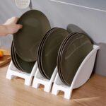 3PCS Dinner Plate Holder,Plastic Kitchen Cabinet Organizer for Dishes Vertical Dishes Storage Rack for Kitchen Countertop(White),3 sizes - Image 4