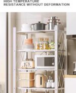 5-Tier Foldable Storage Shelf with Wheels - Metal Collapsible Shelving Unit Display, Rolling Cart for Books Kitchen Storage Shelves, Pantry & Closet Organizer，No assembly required - Image 6