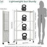 DEANIC 4 Tier Foldable Storage Shelves with Wheels, Large Capacity Shelving Unit, Freestanding Metal Wire Shelf Rack, No Assembly Organizer Rack for Garage Kitchen, Basement, Pantry(Grey) - Image 3