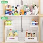 ZERIFAM Under Sink Organizer - 2 Tier Bathroom Cabinet Organizer, Pull-Out Layered Storage Rack, Multifunctional Storage Rack For Sinks, Bathrooms, And Kitchens. (White) - Image 5