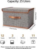 Wardrobe Clothes Organizer, 2-Pack Clothes Drawer Organizer with Lid, Foldable Storage Boxes for Shelves, Clothes Storage Bins for Organizing Clothing, Toys, Books (Grey) - Image 2