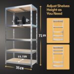 5-Tier Storage Shelves, Garage Storage, Boltless Assembly, Adjustable Shelving Unit, for Shed Warehouse Basement Kitchen - Image 3