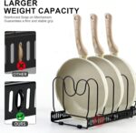 SKY-TOUCH Pot and Pan Organizers Rack : Expandable Pot Lid Organizer Holder with 10 Adjustable Compartment Cookware Plate Rack for Kitchen Cabinet Black - Image 2