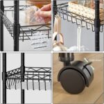6 Tier Wire Shelving Unit, Isyunen Metal Standing Shelf Units Storage Shelves Rack Adjustable Heavy Duty Shelving Rack with Baskets for Kitchen Bathroom Laundry, Black - Image 4