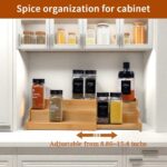 U-HOOME Expandable Spice Rack Organizer for Cabinet,Bamboo Spice Organizer for Countertop Seasoning Shelf Storage for Kitchen Pantry Countertop Pantry Kitchen Shelf Organiser Spice Shelf - Image 5