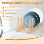 Bamboo Dish Drying Rack 3 Pack, Wooden Plate Organizer Holder for Dishes Bowls Cups Pot Lid Cutting Board, Kitchen Cabinet Storage Rack - Image 5