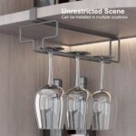 Beauenty Wine Glass Holder 2PCS Stemware Rack Hanger Under Cabinet Wine Glass Rack Kitchen Hanging Glass Storage Rack Organizer,Black - Image 6