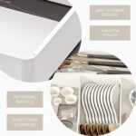 Utensil Organizer for Kitchen Drawers, Expandable Cooking Utensil Tray, Adjustable Cutlery Silverware Flatware Holder, Large Capacity Plastic Kitchen Spatula Tools and Gadgets Storage Divider, White - Image 4