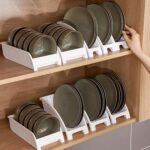 3PCS Dinner Plate Holder,Plastic Kitchen Cabinet Organizer for Dishes Vertical Dishes Storage Rack for Kitchen Countertop(White),3 sizes - Image 2