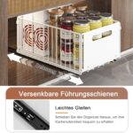 2 Pack Foldable Extendable Closet Organiser, Extendable Cupboard Organiser, Extendable Drawer Shelf Storage for Organizing Kitchen Cabinets (White, 2 Large) - Image 5
