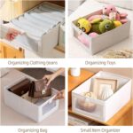 Pradnel Linen Closet Organizers - 4 Pack Foldable Storage Bins with Clear Window - Organize Clothing, Jeans, Shelves - Image 6