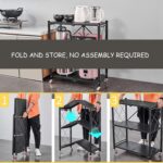 Storage Rack 4 Tier Shelving Units For Storage, Multipurpose Storage Shelves With 4 Wheels, Foldable, Heavy Duty Storage Shelving Unit Metal Modern Small Storage Rack - Image 4