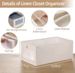 Pradnel Linen Closet Organizers - 4 Pack Foldable Storage Bins with Clear Window - Organize Clothing, Jeans, Shelves - Image 2