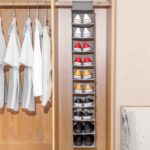 Hanging Shoe Organizer 10-Shelf Shoes Storage for Wardrobe Non-woven Collapsible Hanging Shoe Rack Slim Wardrobe Shoe Storage Organiser Foldable Space Saving Shelf Clothes Handbag Hat Organizer(1pack) - Image 2