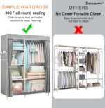 Beauenty 105CM Wide Foldable Closet, Non-Woven Fabric Cloth Storage Organizer with Hanging Rail and Shelves，Side Pull Portable Wardrobe (Grey) - Image 4