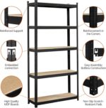 Beauenty Storage Shelves,Metal Shelves,Storage Rack 180cm, 5 Layers (80 KG Loading Capacity Per Shelf) Metal Storage Rack Height Adjustable Storage Shelves (Black, B) - Image 4