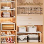 ANTOLE Stackable Closet Tension Shelf,2 Pack Height and Length Adjustable Storage Rack Separator Cabinet Divider Wardrobe,Expandable DIY Divider Separator for Wardrobe Cupboard Kitchen (67-88cm) - Image 3