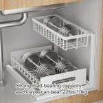 ZERIFAM Under Sink Organizer - 2 Tier Bathroom Cabinet Organizer, Pull-Out Layered Storage Rack, Multifunctional Storage Rack For Sinks, Bathrooms, And Kitchens. (White) - Image 4