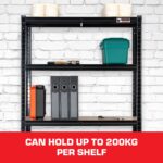 Rhino Racking - 5 Tier Heavy-Duty Industrial Storage Shelves - Black - 180x90x30cm - Image 3