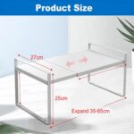 ANTOLE Expandable Cabinet Shelf Organizer Rack, Pantry Organizer Lengthen from 13.7” to 25.5”,Spice Rack Expandable Shelves,Kitche Adjustable Height Pantry Shelf for Kitchen Cabinet (White) - Image 2