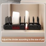 Pots and Pans Organizer, Sliding Pot Lid Holder and Pan Rack in Kitchen, Pull Out Pots and Pans Organizer for Cabinet, for Pot Lid, Bakeware, Dishes, Pots and Pans Storage (Black) - Image 6