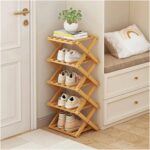 Foldable Bamboo Shoe Rack Space-Saving Wooden 5-Tier Storage Shelf for Entryway Sturdy Design Large Capacity Shoe Holder for Shoes - Image 2