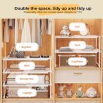 Beauenty 1Pcs Stackable Closet Tension Shelf for Wardrobe, Expandable Metal Storage Rack Adjustable Organizer DIY Divider Separator for Cabinet Wardrobe Cupboard Kitchen(53-88cm/25cm wide) - Image 4