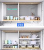 U-HOOME Expandable Countertop Organizer Shelf , Cupboard Stand Kitchen Spice Rack,Cabinet Pantry Shelf, Organization and Storage For Kitchen Bathroom (White) - Image 4