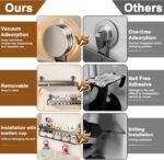 Wall Mounted Spice Rack, 40cm Metal Shower Caddy Organizer with 5 Hooks & Towel Bar, No Drilling Suction Cup Shower Shelf Rustproof Hanging Holder for Bathroom Kitchen Cabinet Corner Storage Rack - Image 3