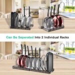 Puricon Expandable Pot and Pan Organizer for Cabinet with 10 Dividers, Adjustable Pots and Pans Organizer Rack Pan Lid Cookware Bakeware Baking Storage Holder for Kitchen Countertop Pantry -Bronze - Image 2