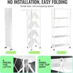 Sulfar 5 Tier Foldable Storage Shelves | Multipurpose Storage Rack for Kitchen, Living Room, Bedroom, Garage | Easy Assembly Cabinet Organizer Shelf (White) | 5-Shelf - Image 2