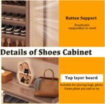 Bamboo Shoe Cabinet with Dustproof Cover, 6 Tiers Closed Entryway Shoes Shelf Freestanding Boots Storage Racks Organizer, Curtained Shoes Stand Kitchen Cabinet for Home Office 70x24x99cm - Image 5