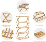 5-Tier Bamboo Shoe Rack – Foldable & Stable Wooden Shoe Organizer for 15 Pairs – Space-Saving Shoe Storage Shelf for Entryway, Closet, Bedroom – H89 x W68.5 x D25 cm, Natural Finish - Image 5