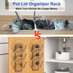 2 Pack Pot Lid Organizer Rack, 6 Tier Pot Lids Holder for Cabinet Door/Wall Mount, Reusable Pot Lid Rack Holder for Kitchen Storage with No Drilling Adhesive, Black - Image 4