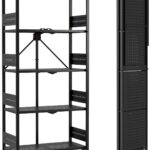 WORKPRO 5-Tier Folding Shelf, No-Assembly Metal Storage Rack with Wheels, 750 lbs Capacity (with Leveling Feet), Collapsible Shelving Unit for Kitchen, Pantry, Bathroom & Closet Organization