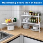 ANTOLE Expandable Cabinet Shelf Organizer Rack, Pantry Organizer Lengthen from 13.7” to 25.5”,Spice Rack Expandable Shelves,Kitche Adjustable Height Pantry Shelf for Kitchen Cabinet (White) - Image 5