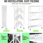 SKY-TOUCH Foldable Storage Organizer 4 Tier, Storage Shelves Kitchen Cabinet Storage Rack, Shelf Storage Multipurpose Rack for Living Room Bedroom Kitchen Garage White - Image 2