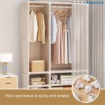 DAYONG 109 * 45 * 166.5CM Foldable Wardrobe, Portable Closet with 2 Hanging Rods and 4 Storage Shelves, Non-Woven Fabric And Dustproof Deisgn For Using in Bedrooms and Apartments - Image 5
