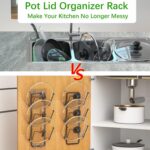 Angju 2 Pack Pot Lid Organizer Rack, 6 Tier Pot Lids Holder for Cabinet Door/Wall Mount, Reusable Pot Lid Rack Holder for Kitchen Storage with No Drilling Adhesive - Image 5