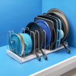 Youcopia Storemore Expandable Cookware Rack Adjustable Pan Organizer for Kitchen Cabinet Storage, Made from Durable Plastic and Steel, White - 50138 - Image 2