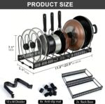 SKY-TOUCH Pot and Pan Organizers Rack : Expandable Pot Lid Organizer Holder with 10 Adjustable Compartment Cookware Plate Rack for Kitchen Cabinet Black - Image 4