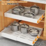 Pull Out Cabinet Organizer, Expandable Drawer Organizer, Pot and Pan Organizer for Under Cabinet, Pantry Kitchen Organizers and Storage Pan Organizer Storage Drawers (White, Expandable 42-68cm) - Image 3