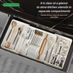 Utensil Organizer for Kitchen Drawers, Expandable Cooking Utensil Tray, Adjustable Cutlery Silverware Flatware Holder, Large Capacity Plastic Kitchen Spatula Tools and Gadgets Storage Divider, White - Image 2