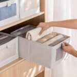 Pradnel Linen Closet Organizers - 4 Pack Foldable Storage Bins with Clear Window - Organize Clothing, Jeans, Shelves - Image 4