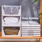 Stackable Storage Bins, Plastic Clothes Drawer Organizer, Wardrobe Storage Box Shelf Basket, Foldable Sliding Bins for Cabinet, Laundry, Bedroom Closet, Office Supplies, White 3 Pcs - Image 5